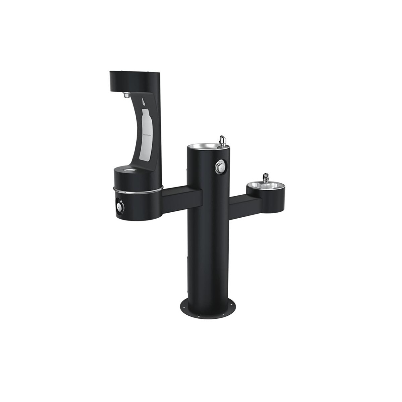 Elkay Outdoor ezH2O Middle Bottle Filling Station Tri-Level Pedestal Non-Filtered Non-Refrigerated Black