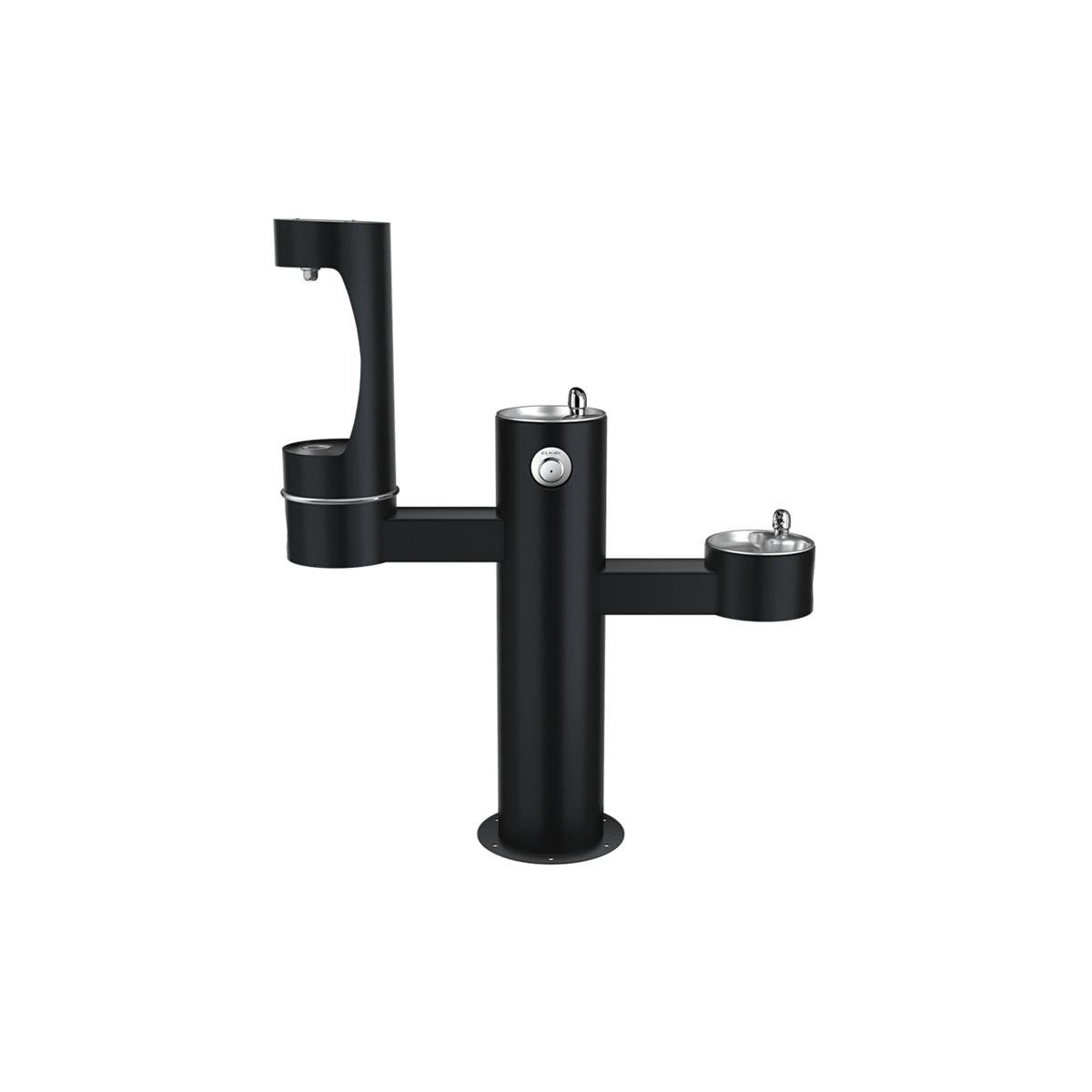 Elkay Outdoor ezH2O Middle Bottle Filling Station Tri-Level Pedestal Non-Filtered Non-Refrigerated Black