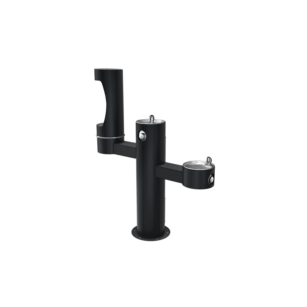 Elkay Outdoor ezH2O Middle Bottle Filling Station Tri-Level Pedestal Non-Filtered Non-Refrigerated Black