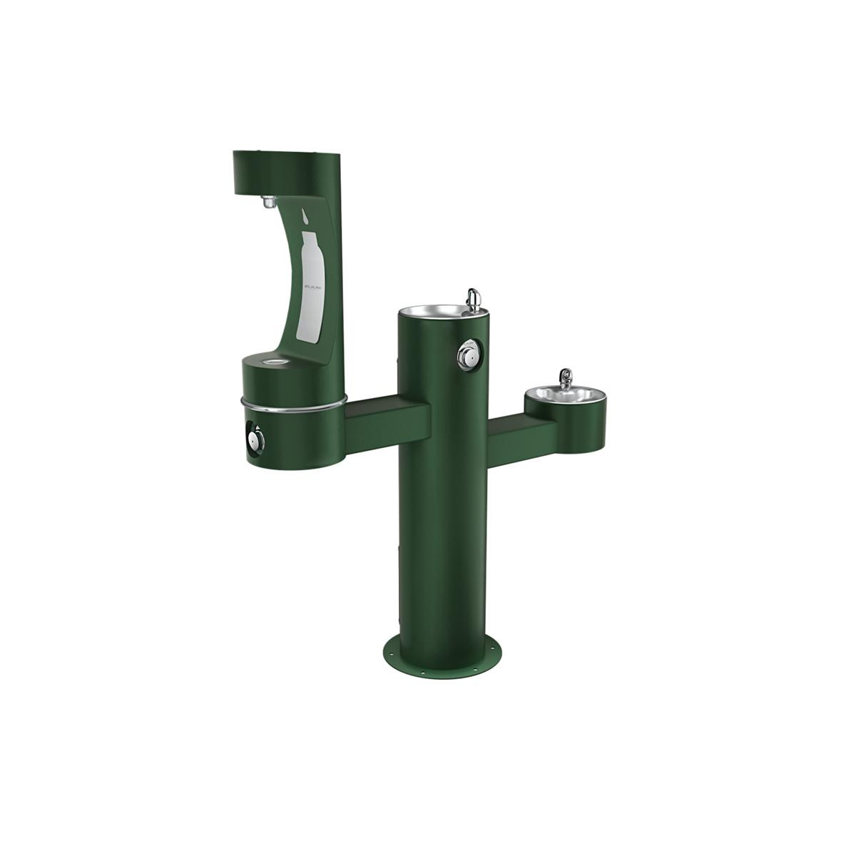 Elkay Outdoor ezH2O Middle Bottle Filling Station Tri-Level Pedestal Non-Filtered Non-Refrigerated Evergreen