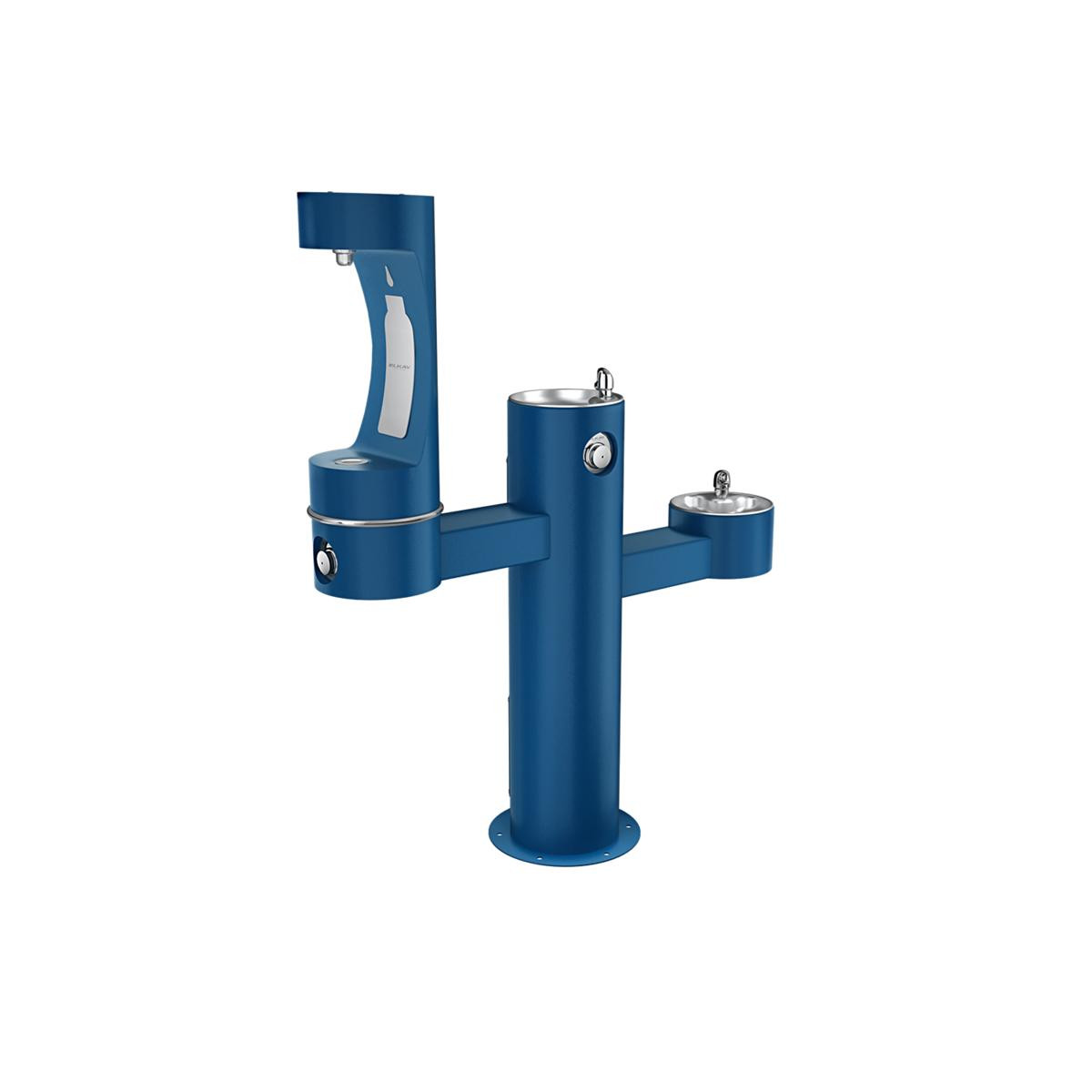 Elkay Outdoor ezH2O Middle Bottle Filling Station Tri-Level Pedestal Non-Filtered Non-Refrigerated FR Blue