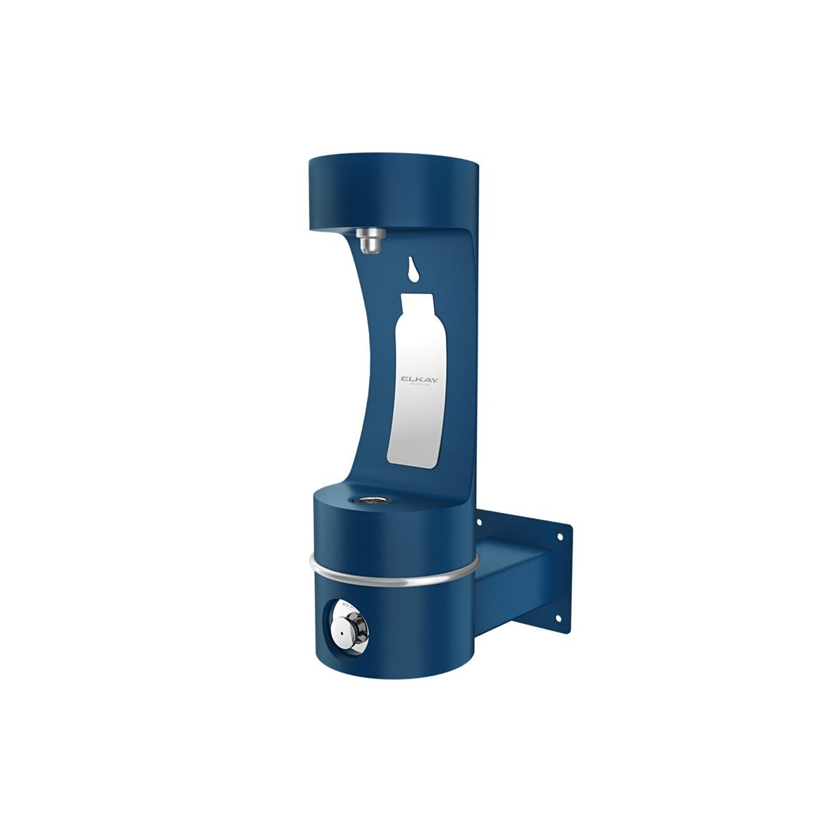Elkay Outdoor ezH2O Single Arm Bottle Filling Station Wall Mount Non-Filtered Non-Refrigerated Blue