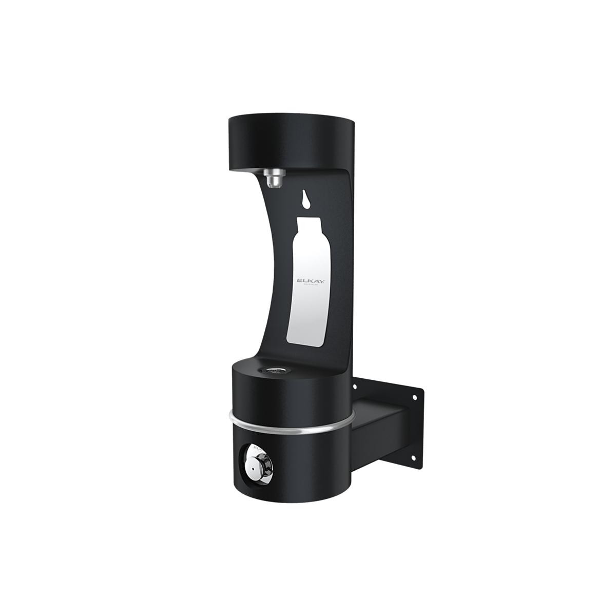 Elkay Outdoor ezH2O Single Arm Bottle Filling Station Wall Mount Non-Filtered Non-Refrigerated Freeze Resistant Black