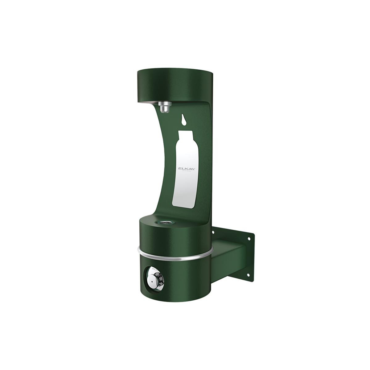 Elkay Outdoor ezH2O Single Arm Bottle Filling Station Wall Mount Non-Filtered Non-Refrigerated Freeze Resistant Evergreen