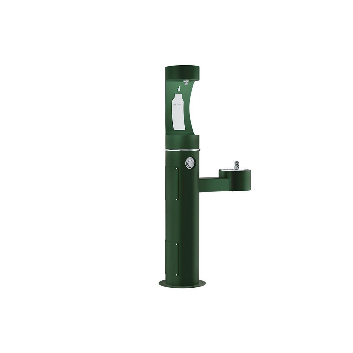 Elkay Outdoor ezH2O Upper Bottle Filling Station Bi-Level Pedestal Non-Filtered Non-Refrigerated Freeze Resistant Evergreen
