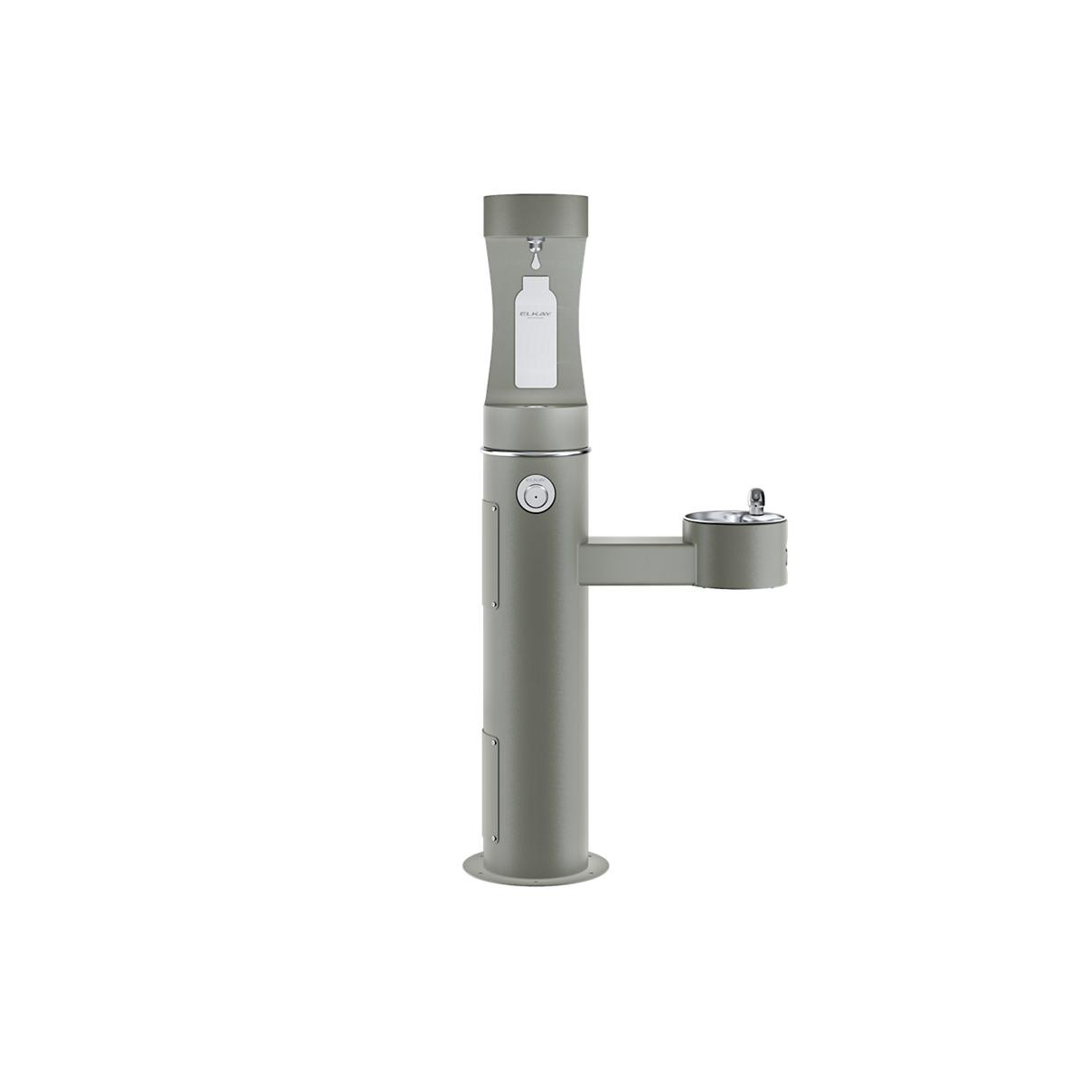 Elkay Outdoor ezH2O Upper Bottle Filling Station Bi-Level Pedestal Non-Filtered Non-Refrigerated Freeze Resistant Gray
