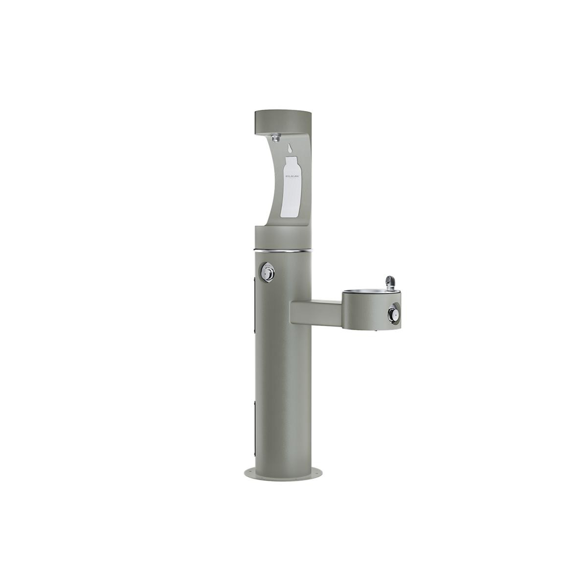 Elkay Outdoor ezH2O Upper Bottle Filling Station Bi-Level Pedestal Non-Filtered Non-Refrigerated Gray