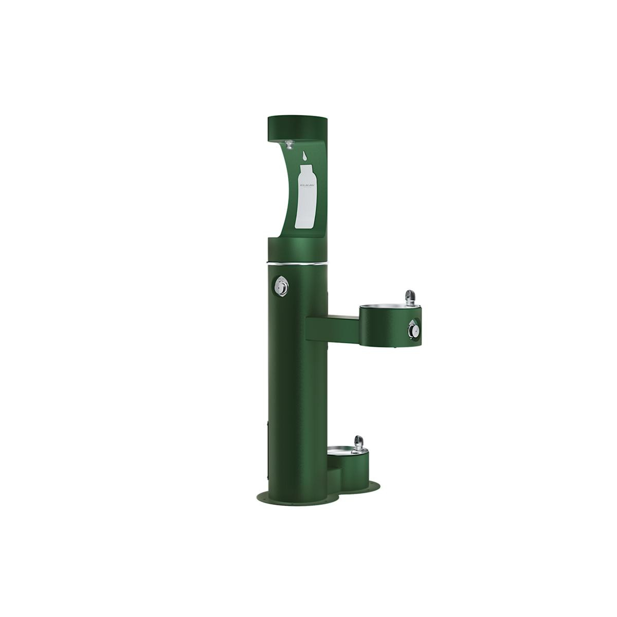 Elkay Outdoor ezH2O Upper Bottle Filling Station Bi-Level Pedestal with Pet Station NonFilter NonRefrige FreezeResist Evergreen
