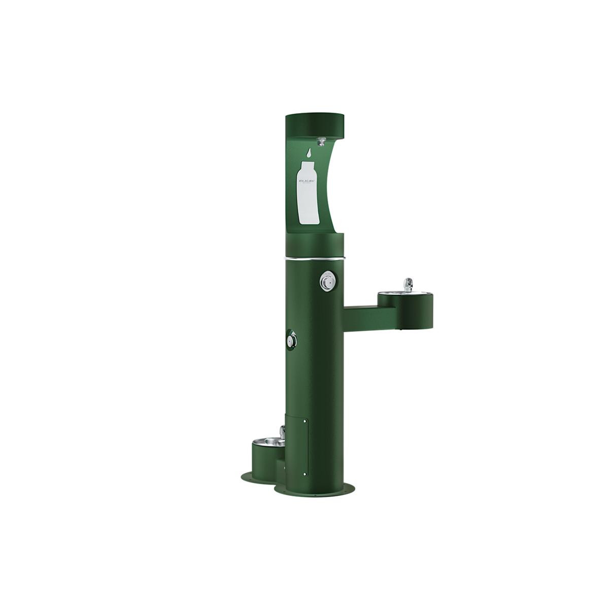 Elkay Outdoor ezH2O Upper Bottle Filling Station Bi-Level Pedestal with Pet Station NonFilter NonRefrige FreezeResist Evergreen
