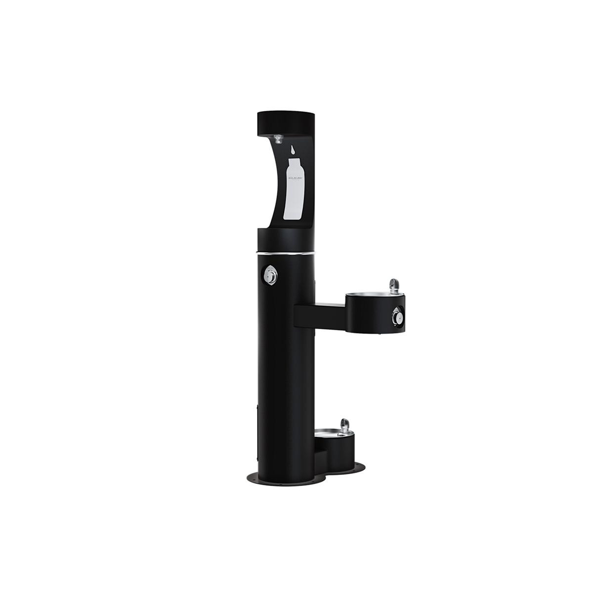 Elkay Outdoor ezH2O Upper Bottle Filling Station Bi-Level Pedestal with Pet Station Non-Filtered Non-Refrigerated Black