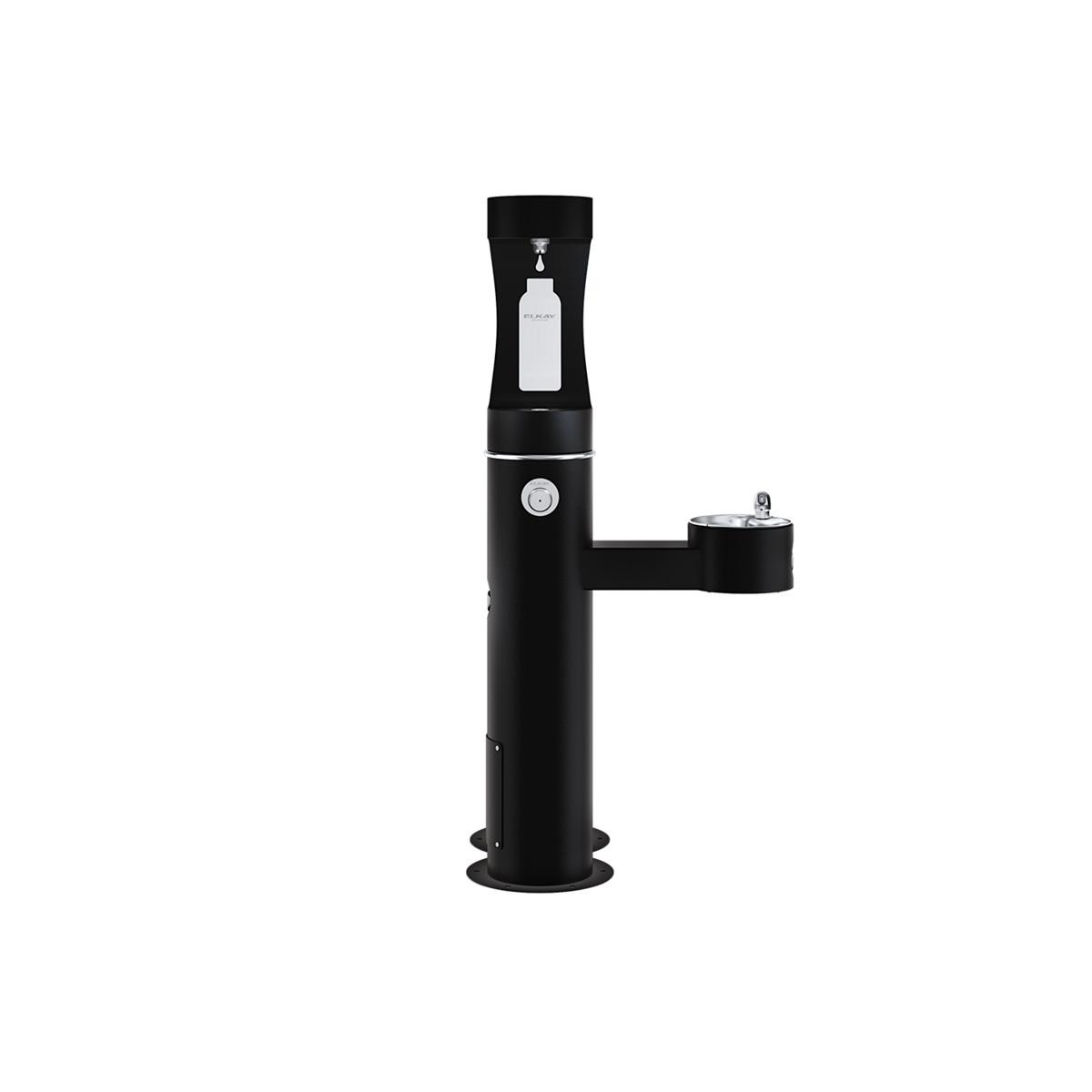 Elkay Outdoor ezH2O Upper Bottle Filling Station Bi-Level Pedestal with Pet Station Non-Filtered Non-Refrigerated Black