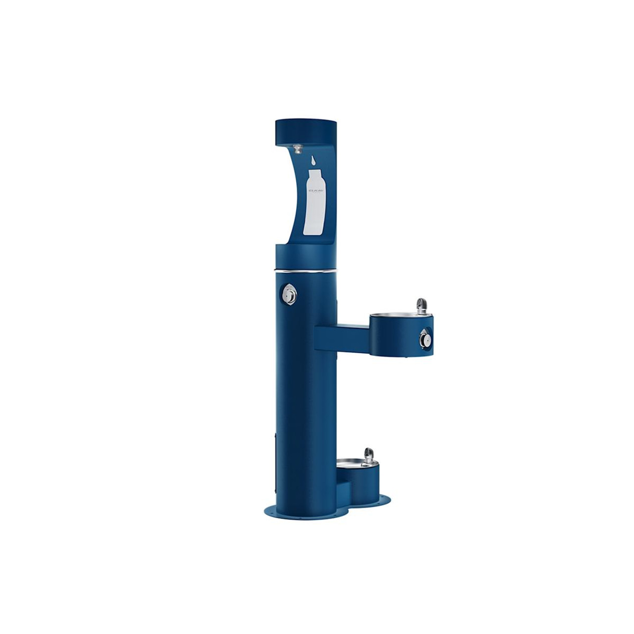 Elkay Outdoor ezH2O Upper Bottle Filling Station Bi-Level Pedestal with Pet Station Non-Filtered Non-Refrigerated Blue