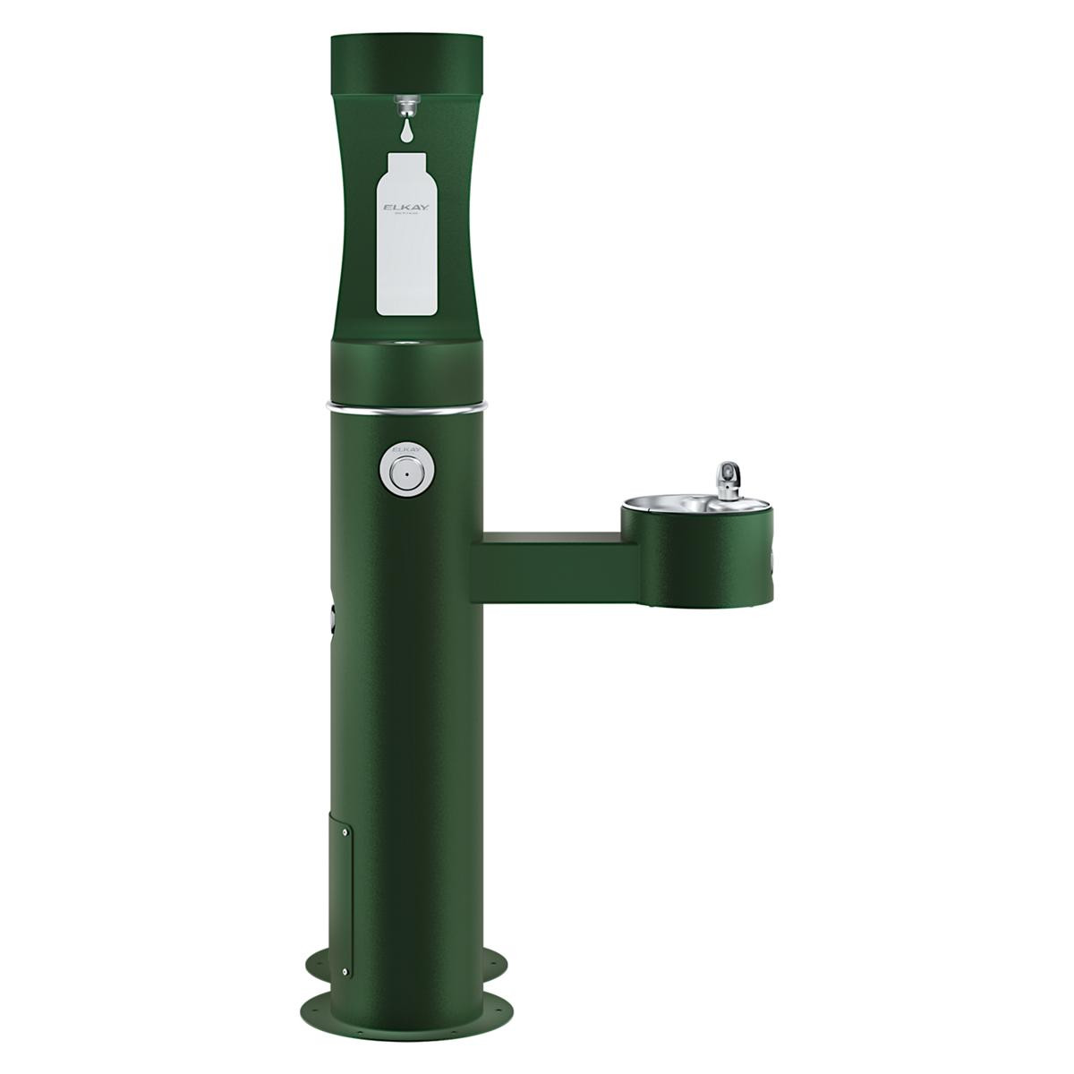 Elkay Outdoor ezH2O Upper Bottle Filling Station Bi-Level Pedestal with Pet Station Non-Filtered Non-Refrigerated Evergreen