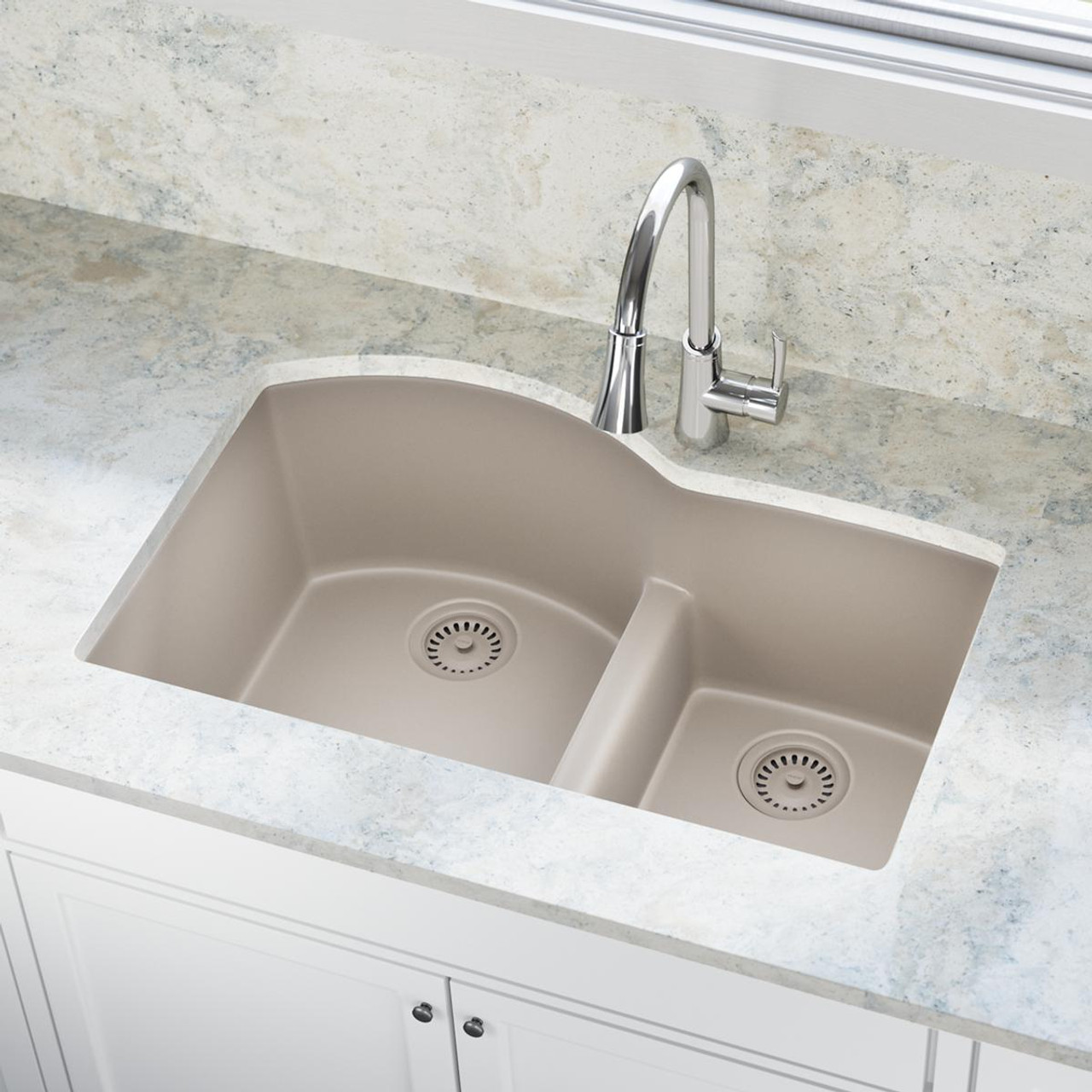 Elkay Polymer 3-1/2" Disposer Flange with Removable Basket Strainer and Rubber Stopper Silvermist