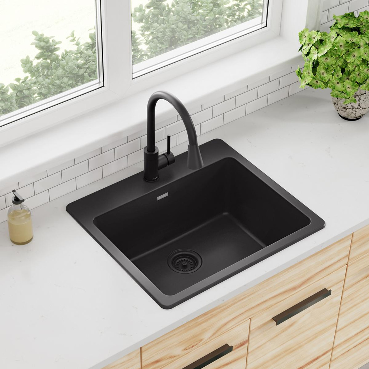 Elkay Quartz Classic 25" x 22" x 9-1/2" Single Bowl Drop-in Sink Black