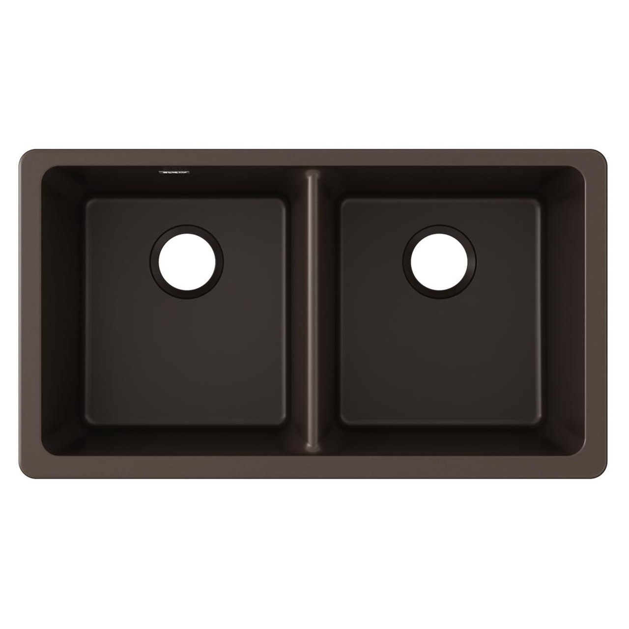 Elkay Quartz Classic 33" x 18-1/2" x 9-1/2" Equal Double Bowl Undermount Sink Mocha