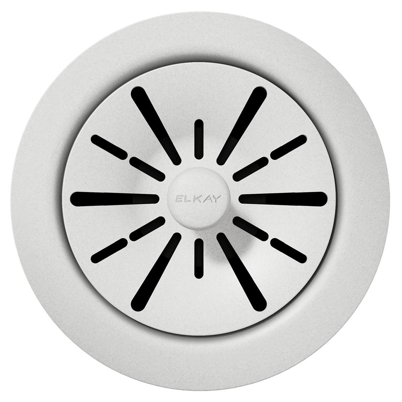 Elkay Quartz Perfect Drain 3-1/2" Polymer Disposer Flange with Removable Basket Strainer and Rubber Stopper White