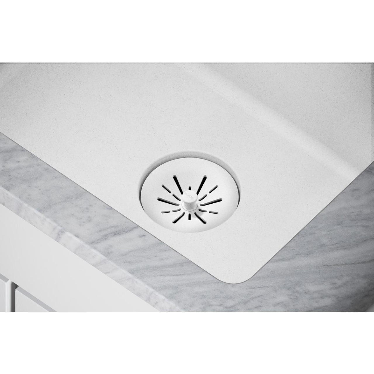 Elkay Quartz Perfect Drain 3-1/2" Removable Polymer Basket Strainer and Rubber Stopper White