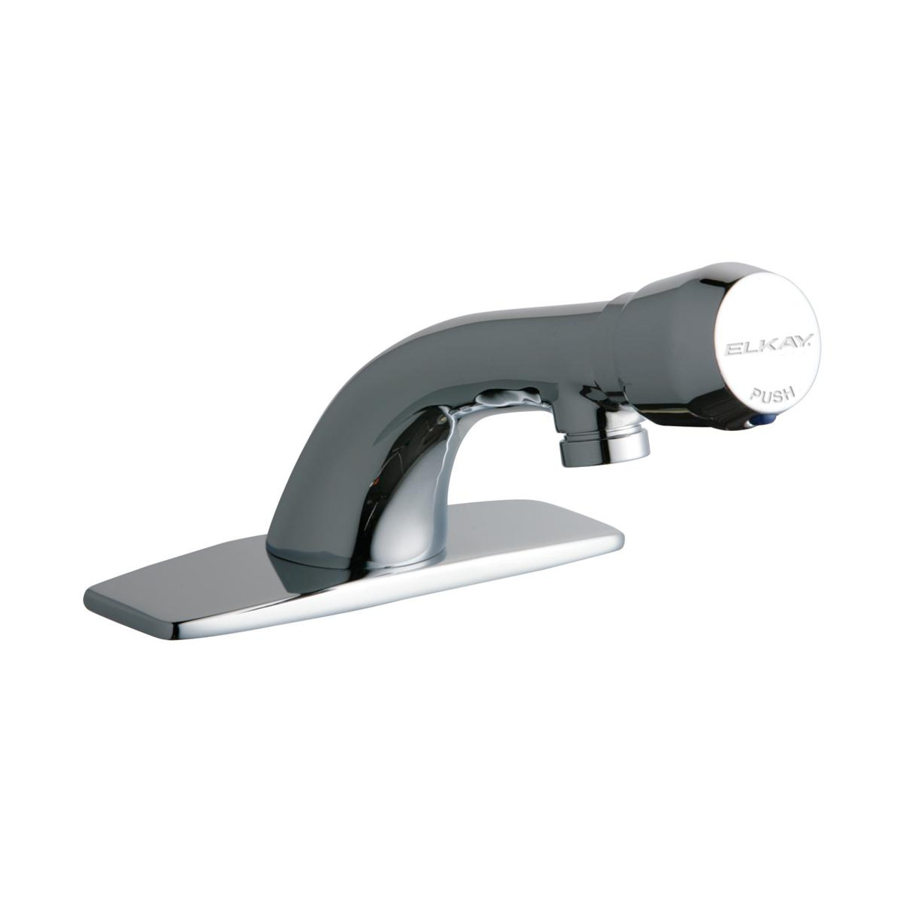 Elkay Single Hole Deck Mount Metered Lavatory Faucet with Cast Fixed Spout Push Button Handle with Escutcheon Chrome