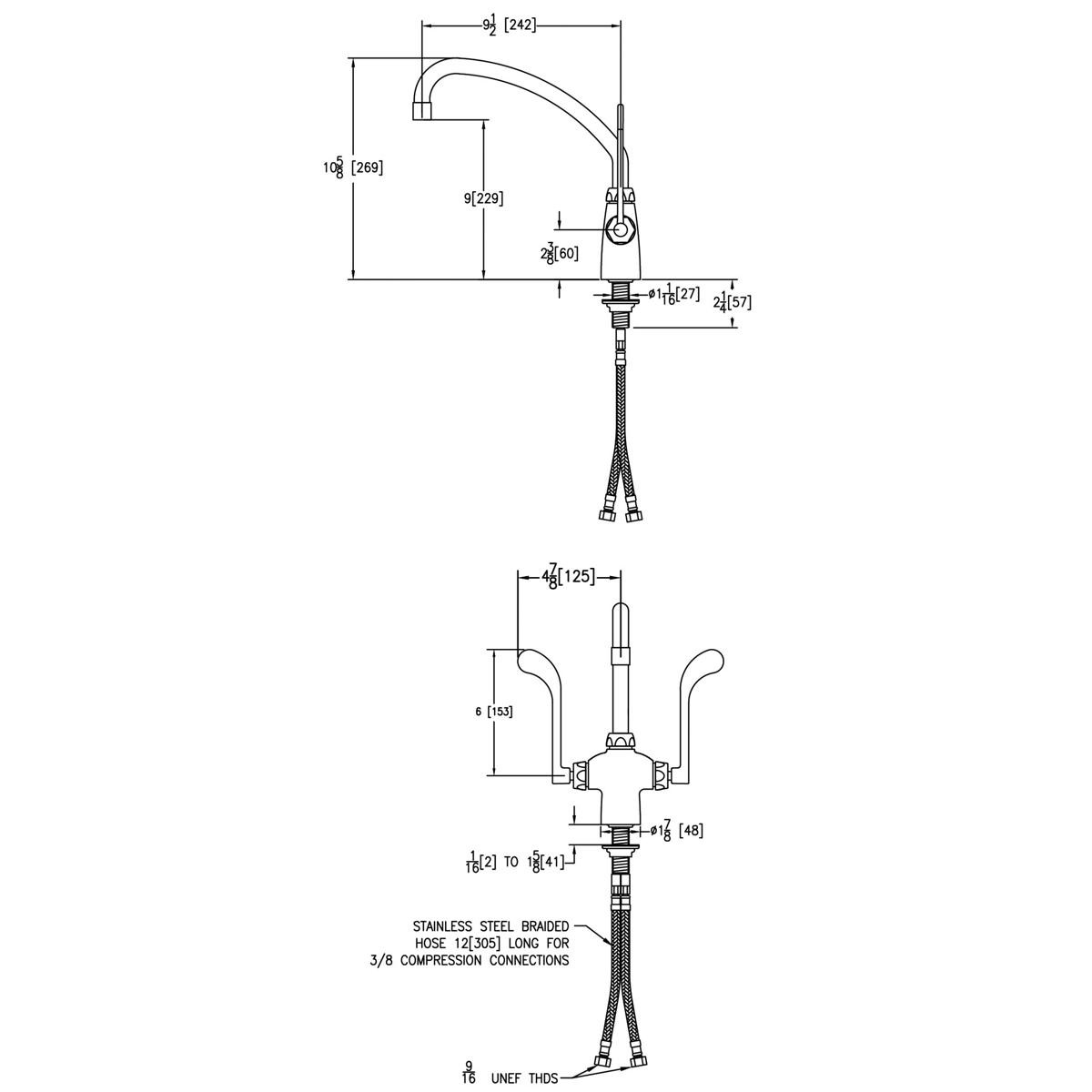 Elkay Single Hole with Concealed Deck Faucet with 10" Arc Tube Spout 6" Wristblade Handles Chrome