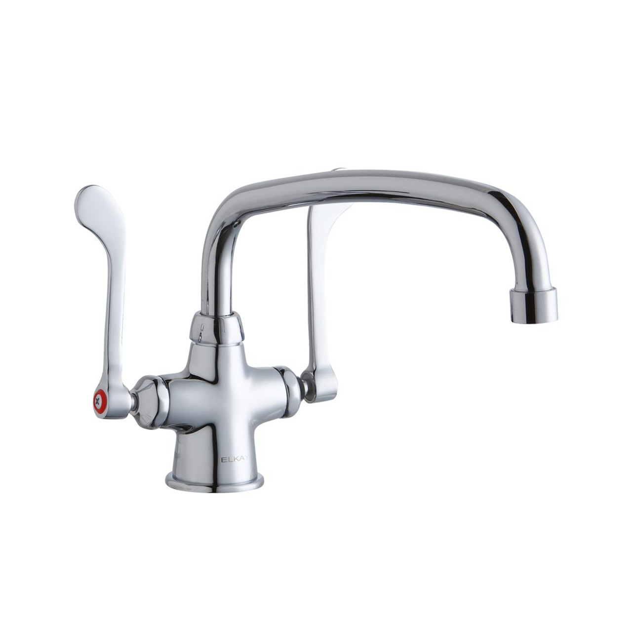 Elkay Single Hole with Concealed Deck Faucet with 12" Arc Tube Spout 6" Wristblade Handles Chrome