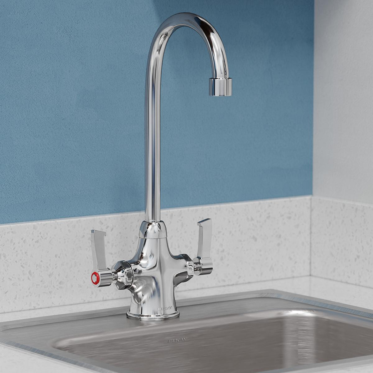 Elkay Single Hole with Concealed Deck Faucet with 5" Gooseneck Spout 2" Lever Handles Chrome