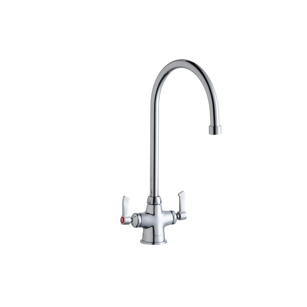 Elkay Single Hole with Concealed Deck Faucet with 8" Gooseneck Spout 2" Lever Handles Chrome