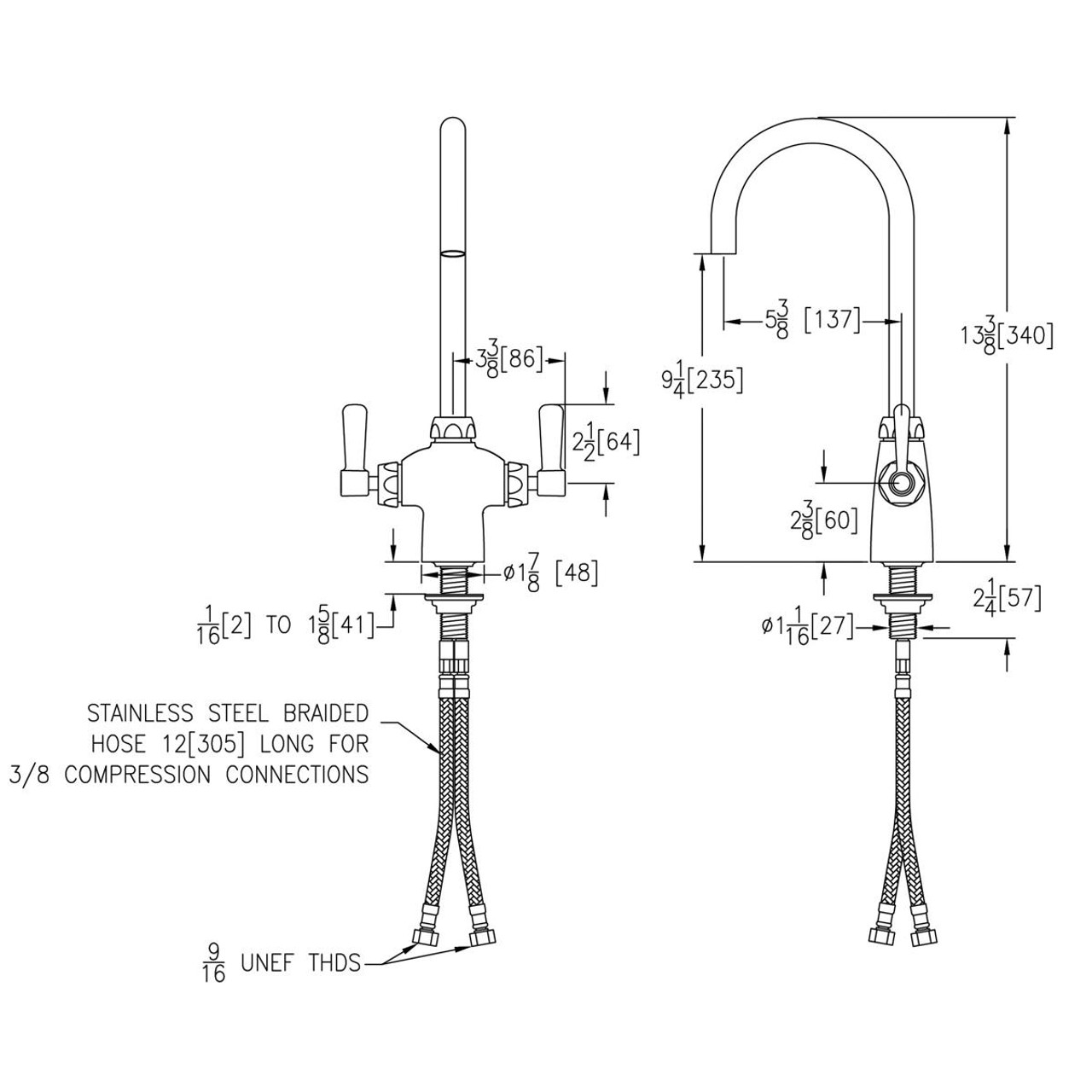 Elkay Single Hole with Concealed Deck Laminar Flow Faucet with 5" Gooseneck Spout 2" Lever Handles Chrome