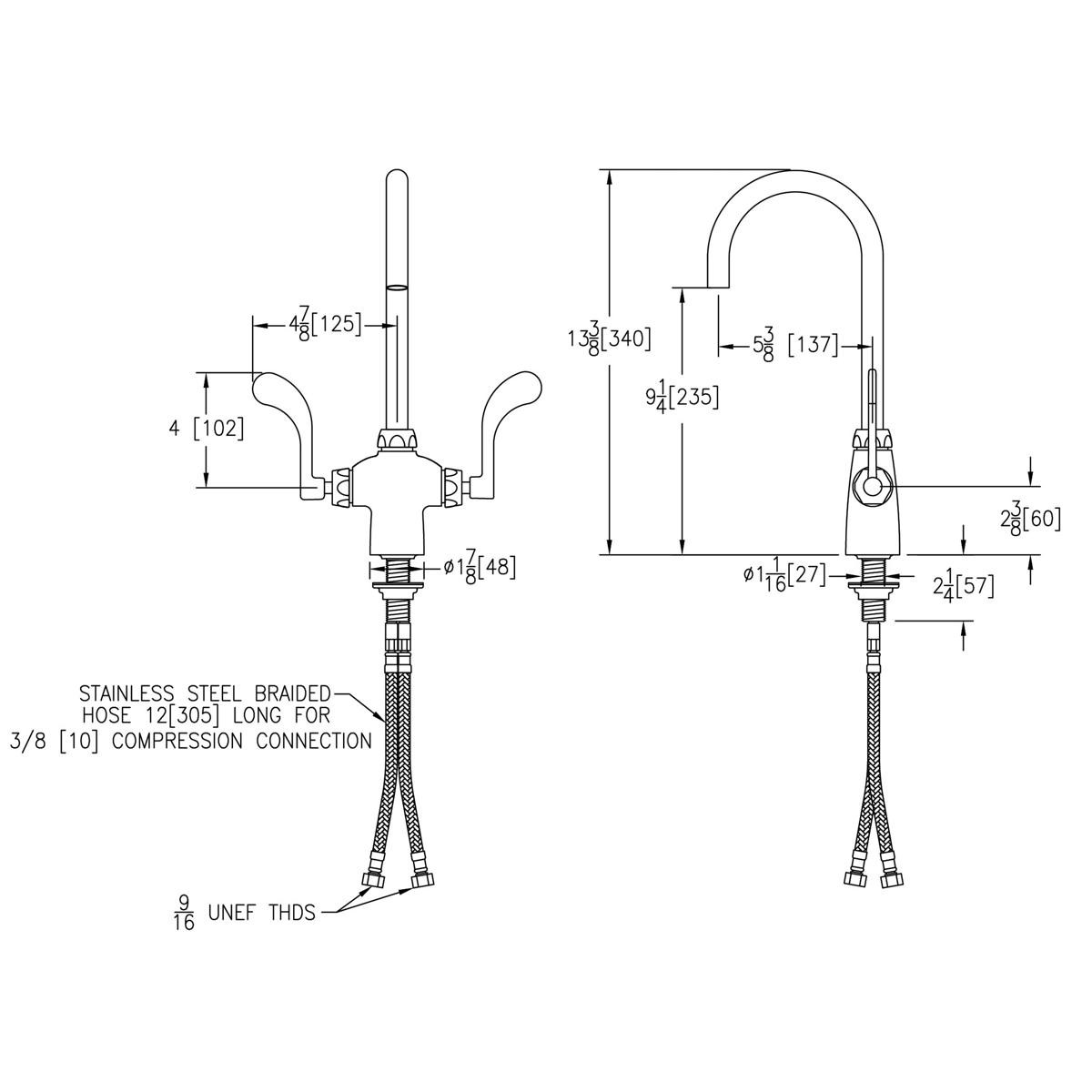 Elkay Single Hole with Concealed Deck Laminar Flow Faucet with 5" Gooseneck Spout 4" Wristblade Handles Chrome