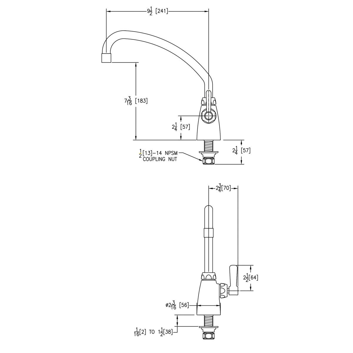 Elkay Single Hole with Single Control Faucet with 10" Arc Tube Spout 2" Lever Handle Chrome