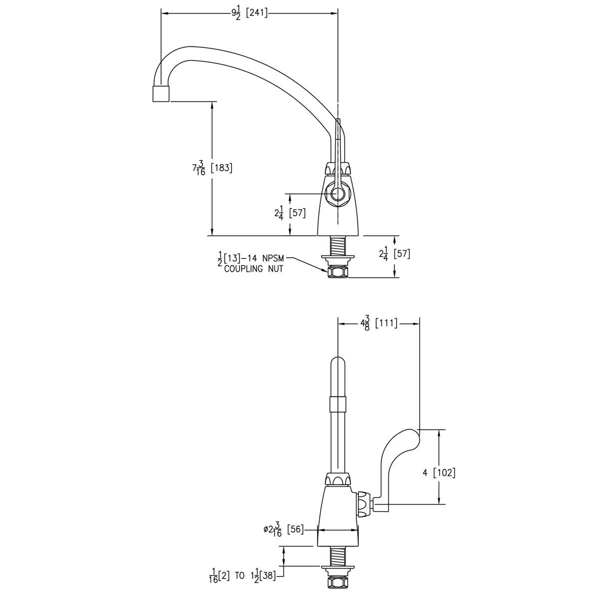 Elkay Single Hole with Single Control Faucet with 10" Arc Tube Spout 4" Wristblade Handle Chrome