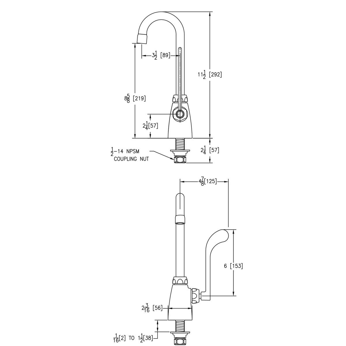 Elkay Single Hole with Single Control Faucet with 4" Gooseneck Spout 4" Wristblade Handle Chrome