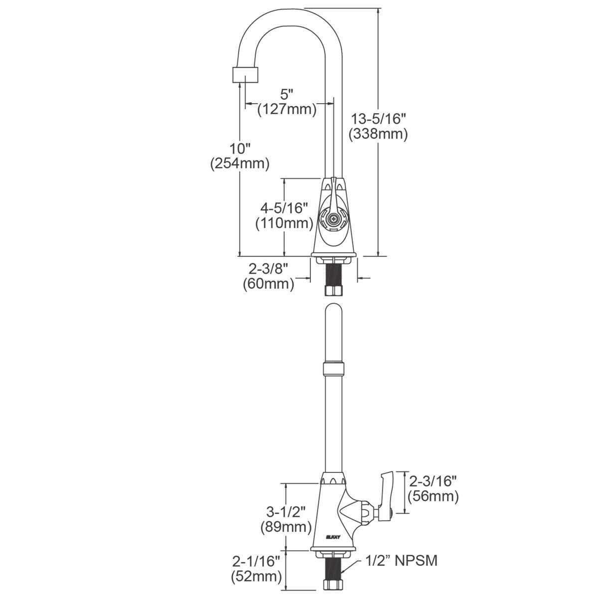 Elkay Single Hole with Single Control Faucet with 5" Gooseneck Spout 2" Lever Handle Chrome