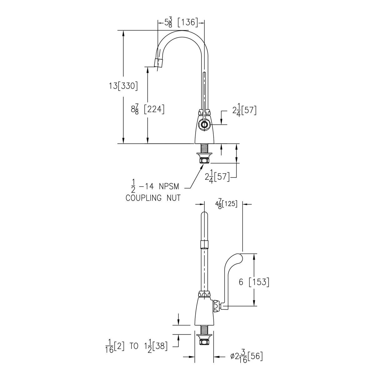 Elkay Single Hole with Single Control Faucet with 5" Gooseneck Spout 6" Wristblade Handle Chrome