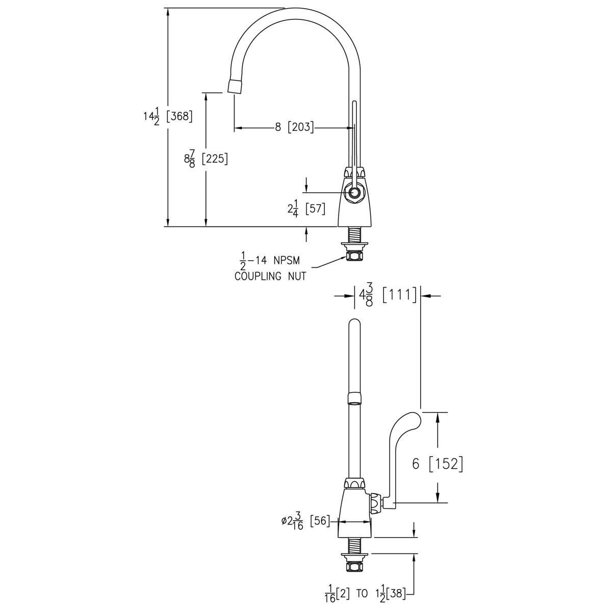 Elkay Single Hole with Single Control Faucet with 8" Gooseneck Spout 6" Wristblade Handle Chrome