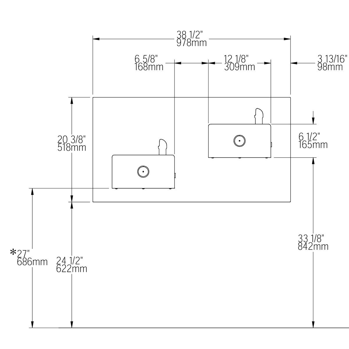 Elkay Soft Sides Heavy Duty Bi-Level Reverse Fountain Non-Filtered Non-Refrigerated Stainless