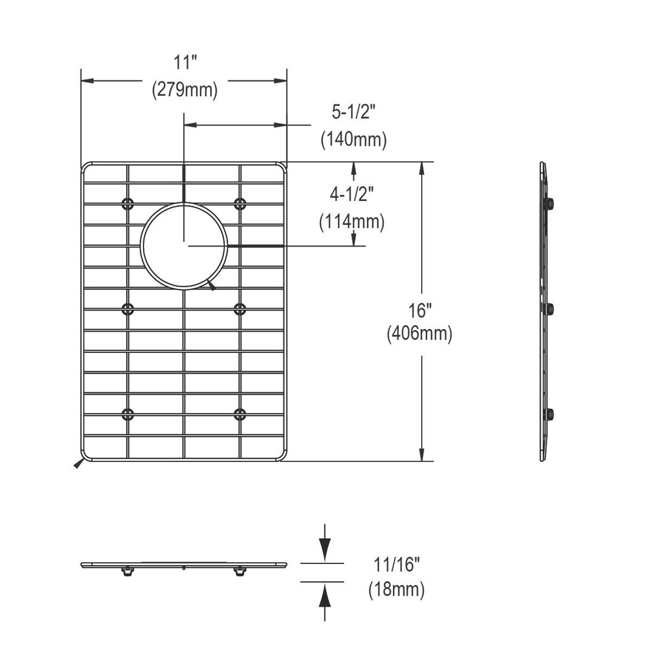 Elkay Stainless Steel 11" x 16" x 11/16" Bottom Grid