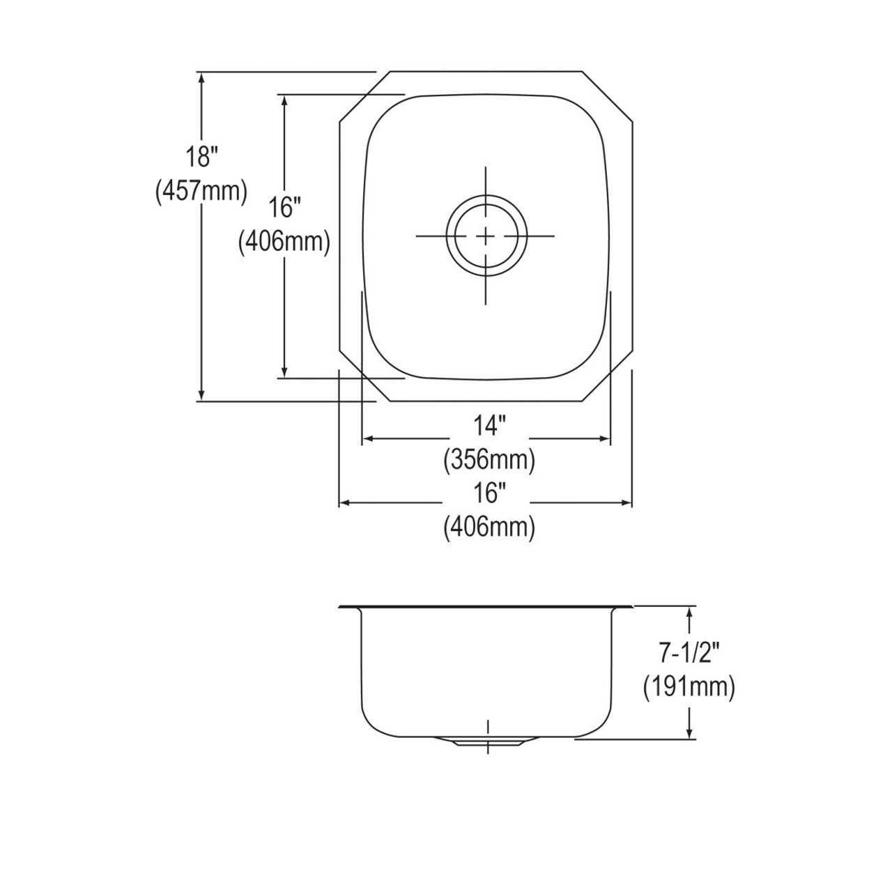 Elkay Stainless Steel 16" x 18" x 7-1/2" Single Bowl Undermount Bar Sink