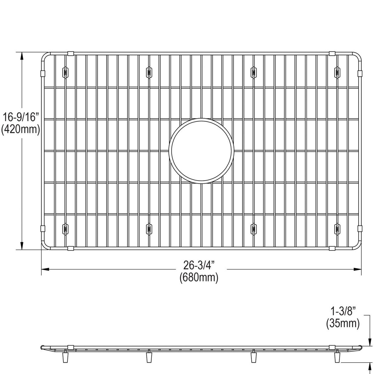 Elkay Stainless Steel 26-3/4" x 16-9/16" x 1-3/8" Bottom Grid