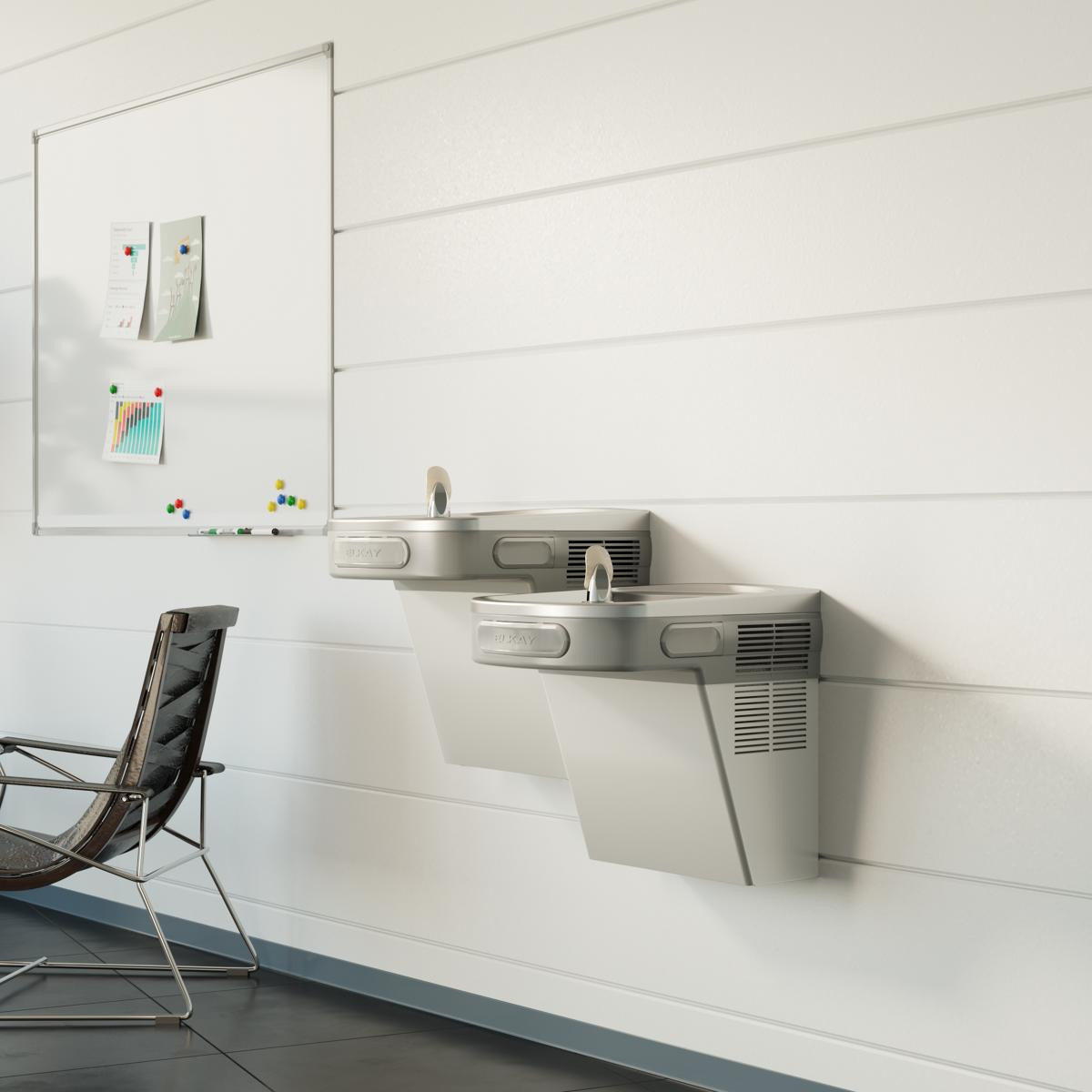 Elkay Versatile Wall Mount Bi-level ADA Cooler Non-filtered Refrigerated Stainless