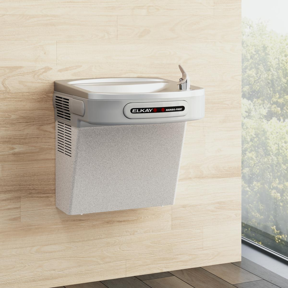 Elkay Wall Mount Hands-free Activation ADA Cooler Non-filtered Refrigerated Light Gray Granite