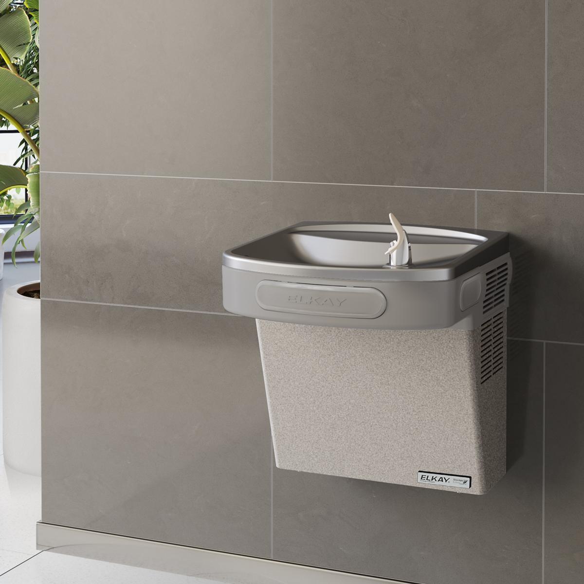 Elkay Wall Mount High Efficiency ADA Cooler Filtered Refrigerated Light Gray Granite