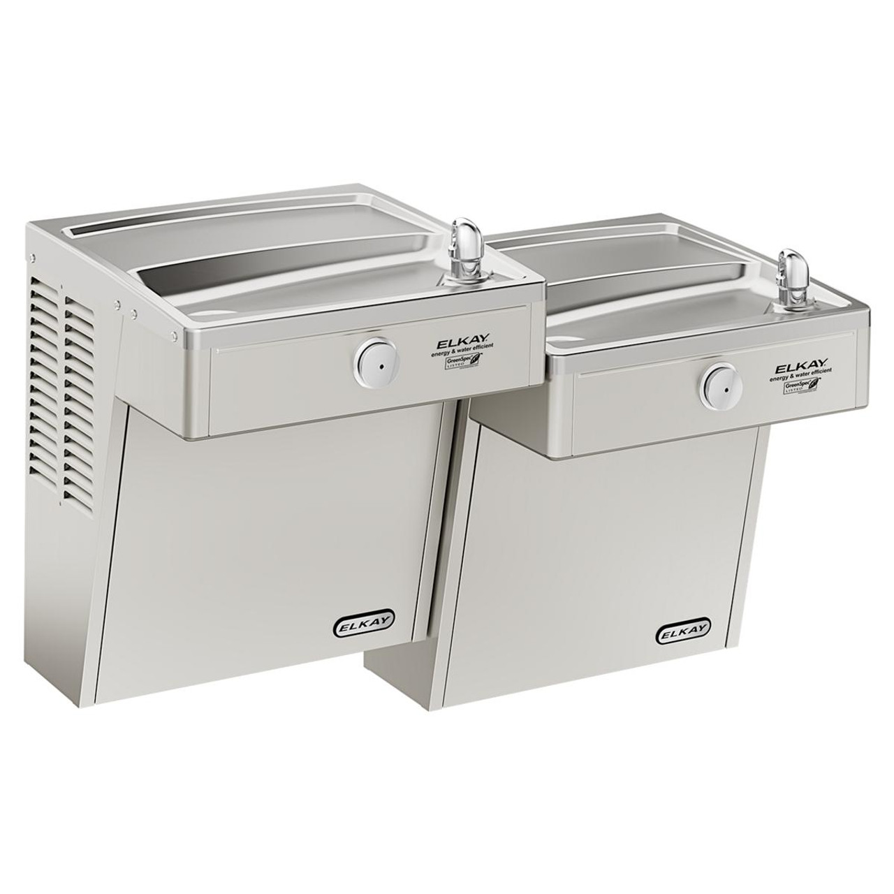 Elkay Wall Mount High Efficiency Vandal Resistant Bi-level ADA Cooler Non-filtered Refrigerated Stainless