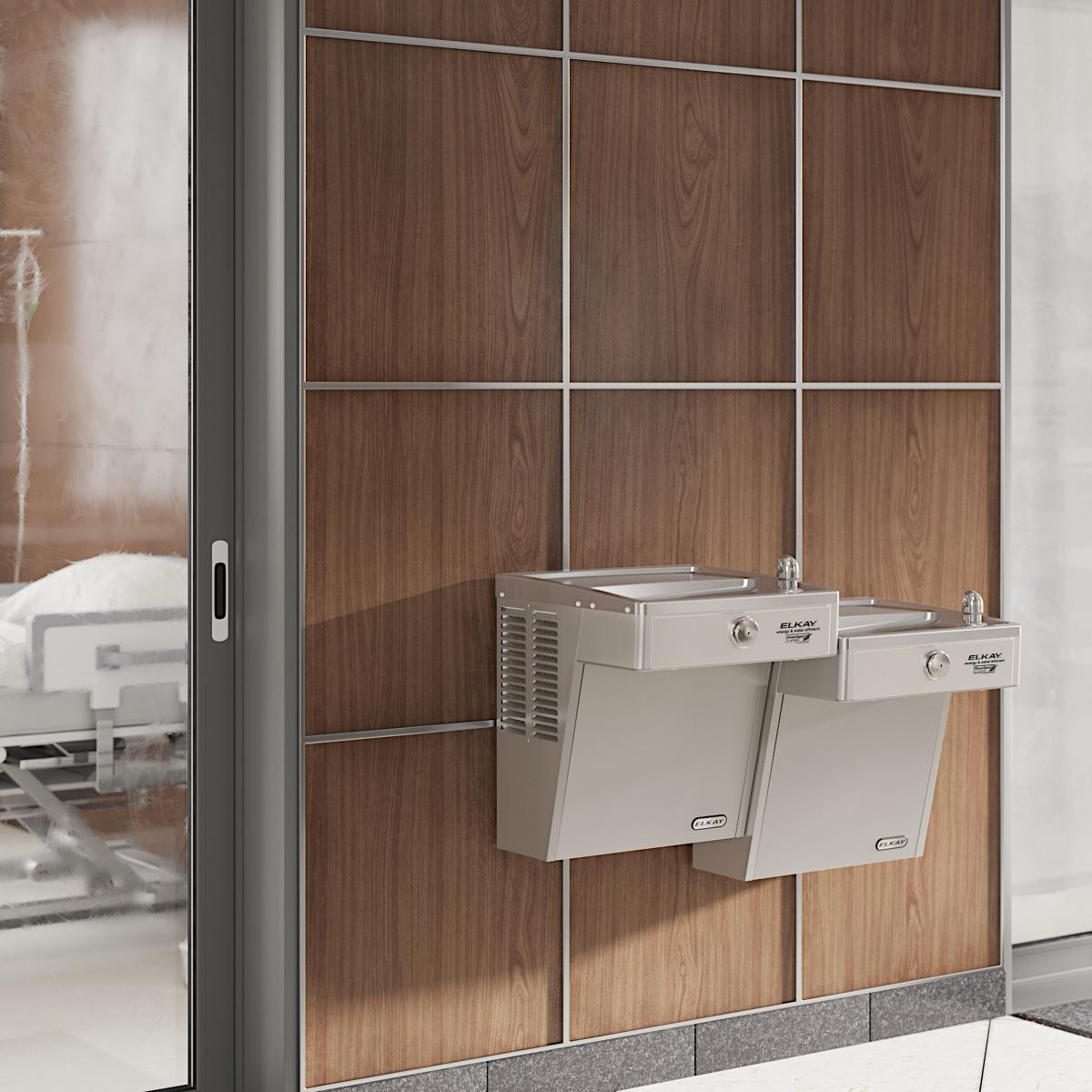 Elkay Wall Mount High Efficiency Vandal Resistant Bi-level ADA Cooler Non-filtered Refrigerated Stainless