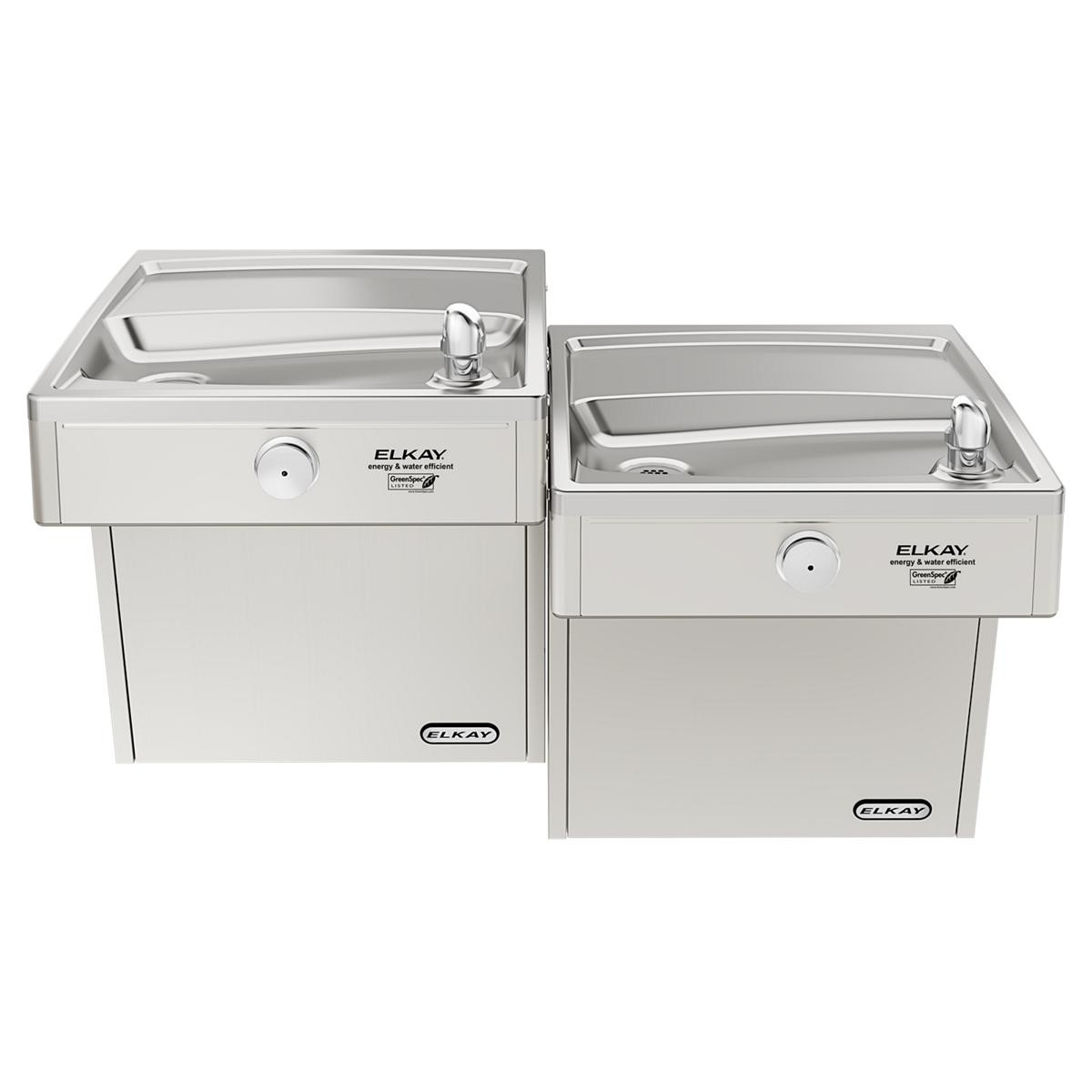 Elkay Wall Mount High Efficiency Vandal Resistant Bi-level ADA Cooler Non-filtered Refrigerated Stainless