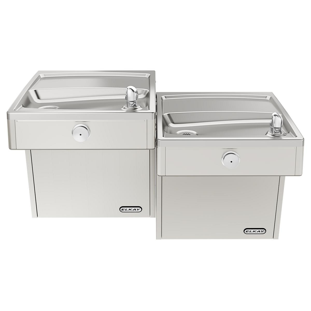 Elkay Wall Mount Vandal Resistant Bi-level ADA Cooler Frost Resistant Non-filtered Refrigerated Stainless