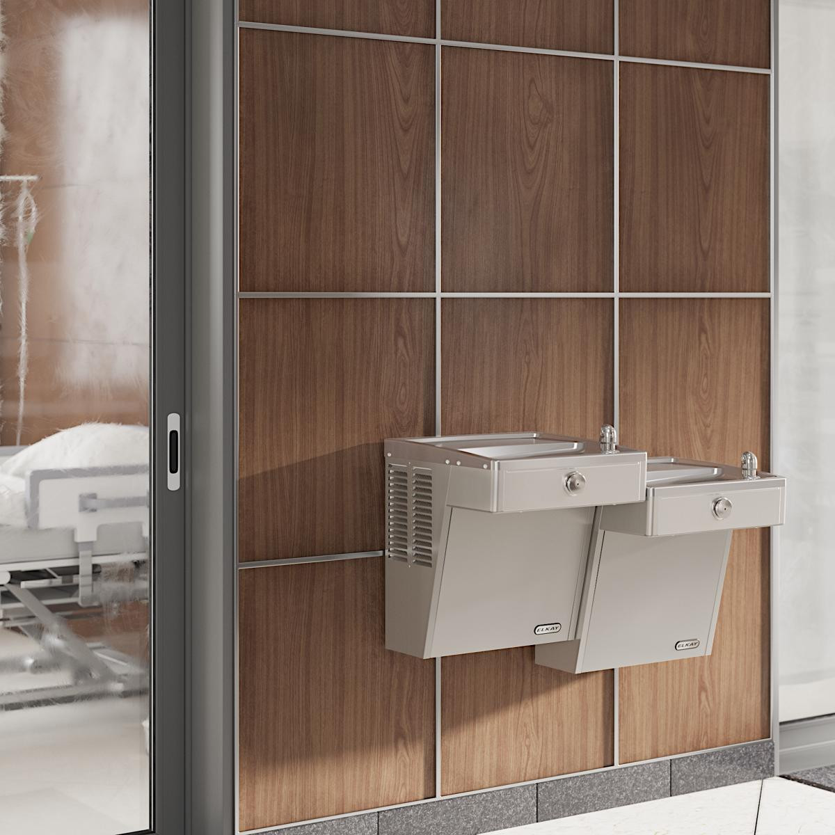 Elkay Wall Mount Vandal Resistant Bi-level ADA Cooler Non-filtered Refrigerated Stainless