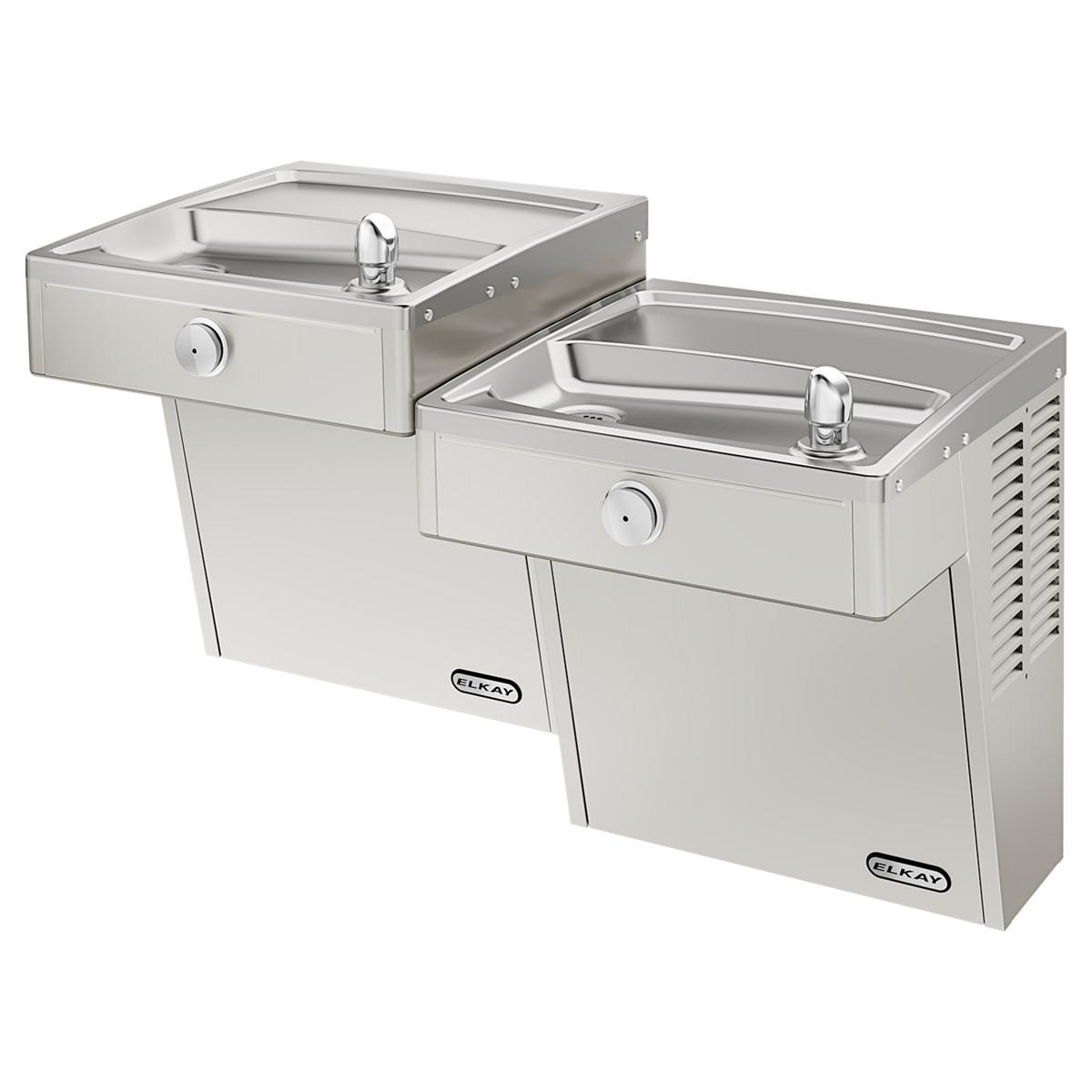 Elkay Wall Mount Vandal Resistant Bi-level ADA Cooler Non-filtered Refrigerated Stainless