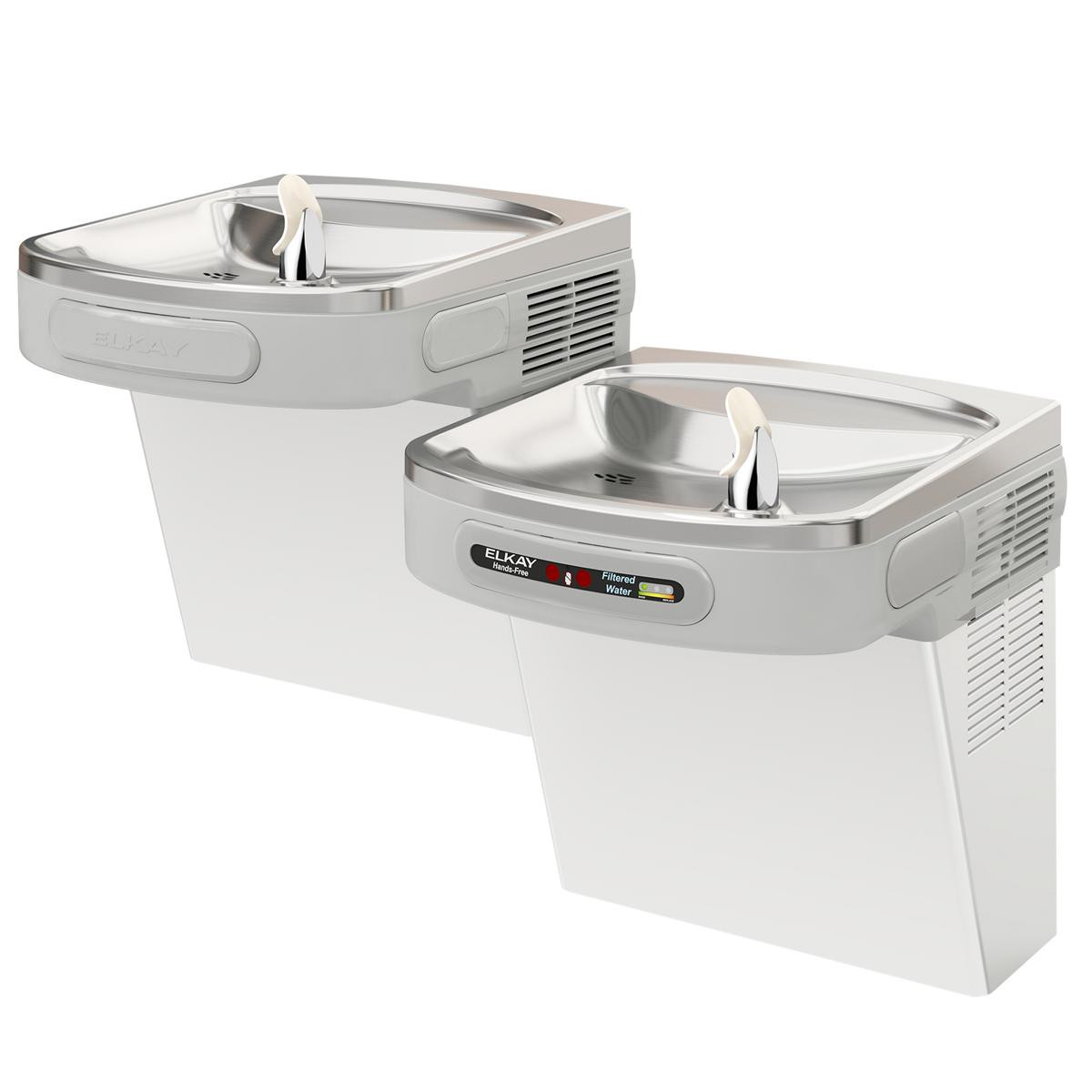 Elkay Wall Mount Versatile Hands-free Activation Bi-level ADA Cooler Filtered Refrigerated Stainless
