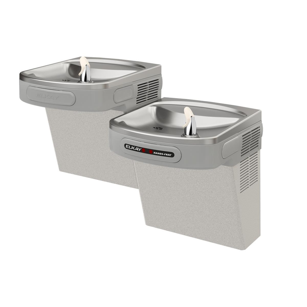 Elkay Wall Mount Versatile Hands-free Activation Bi-level ADA Cooler Non-filtered Refrigerated Light Gray Granite